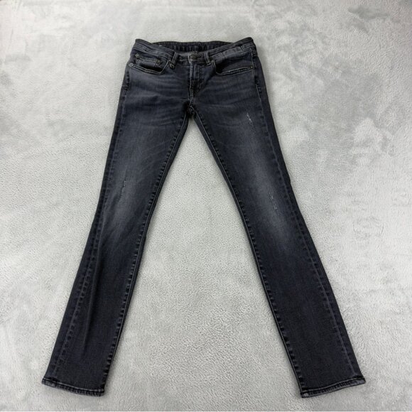 R13 Jeans Women's Size 24x28 Kate Skinny Black Denim Jeans Made in Italy - Picture 4 of 13